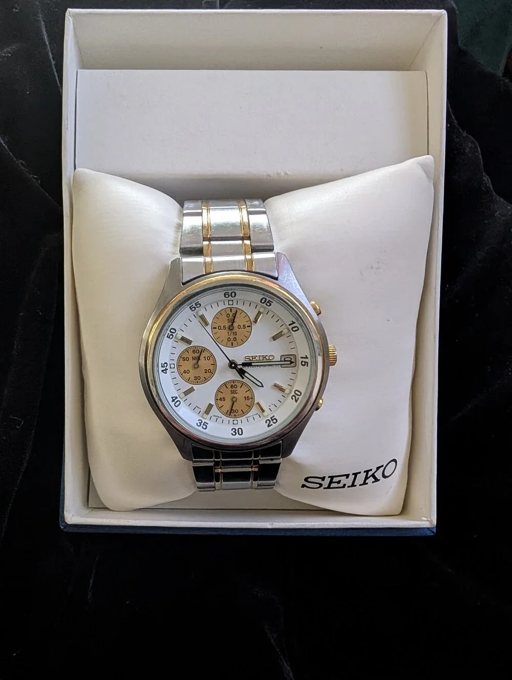 Seiko Two-Tone Silver and Gold Chronograph Watch